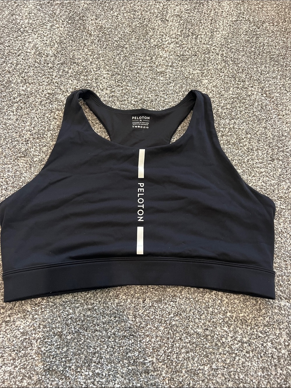 Peloton Black High-Neck Racerback Sports Bra with Reflective Logo
